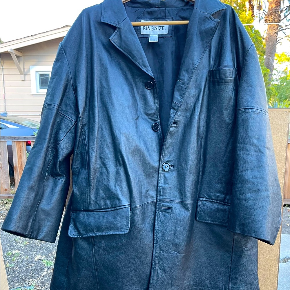 Elegant Embossed KING SIZE Leather Jacket - Like New! 3XL